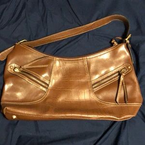 Brown leather handbag